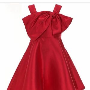 Rare Editions Red Satin Party Dress with Bow